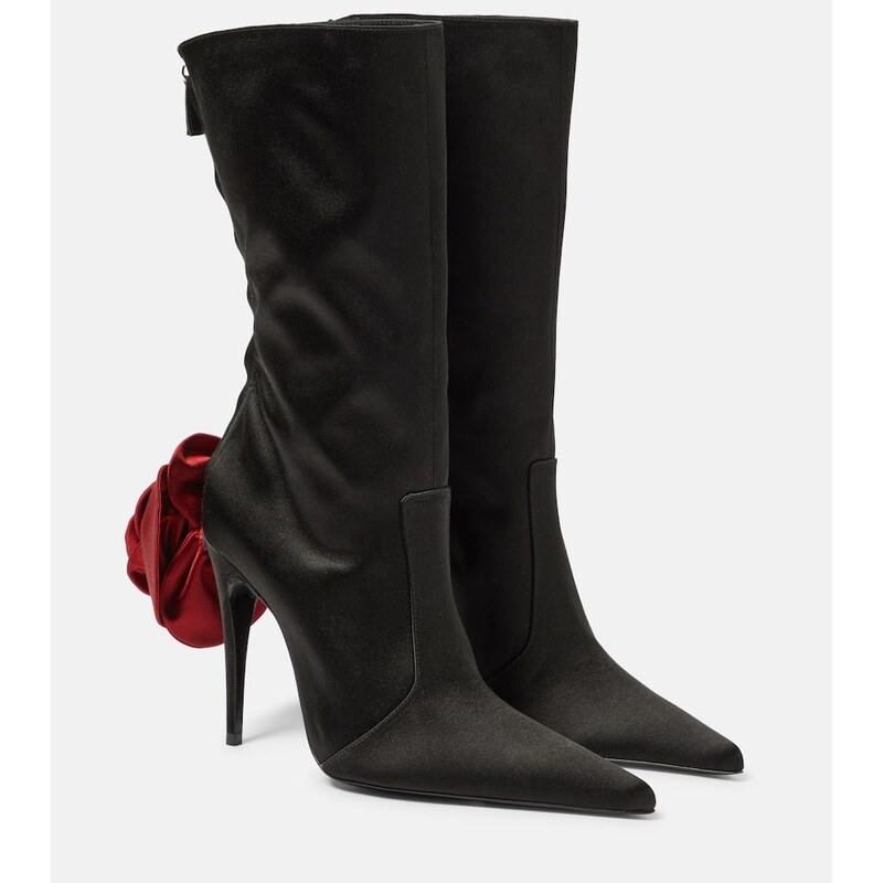 Magda Butrym Floral-appliquÃ satin sock boots