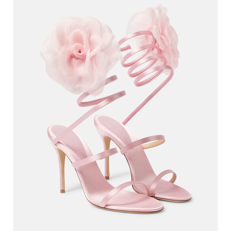 Magda Butrym Floral-appliquÃ satin sandals