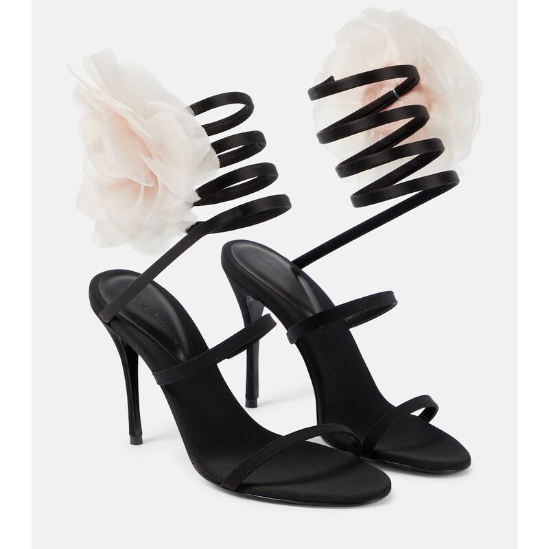 Magda Butrym Floral-appliquÃ satin sandals