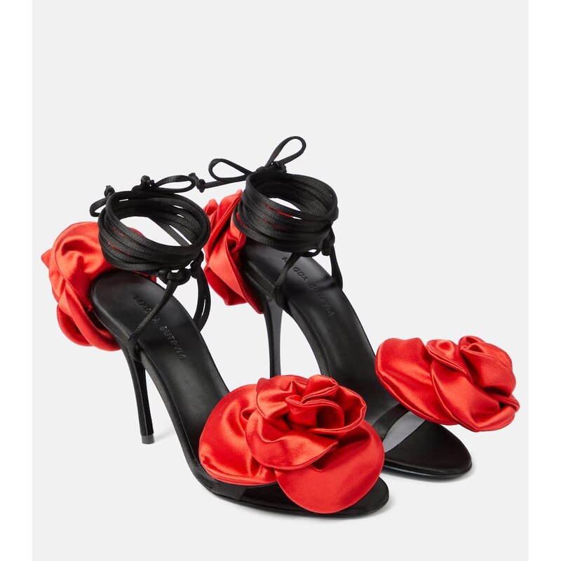 Magda Butrym Floral-appliquÃ satin slingback sandals