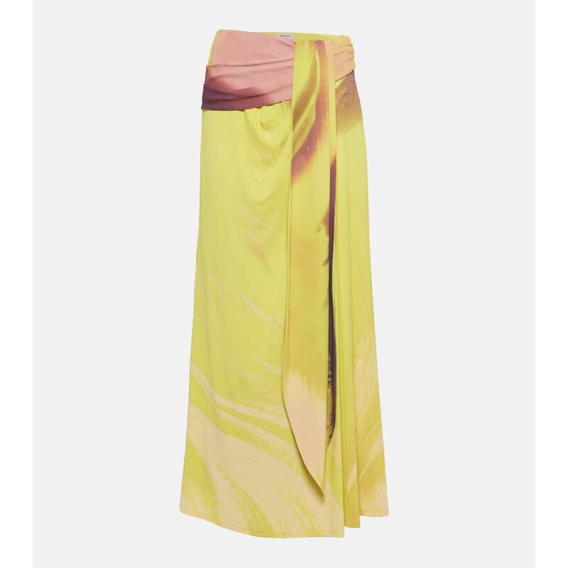Simkhai Anika printed draped midi skirt