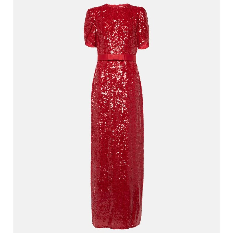 Erdem Bow-detail sequined maxi dress