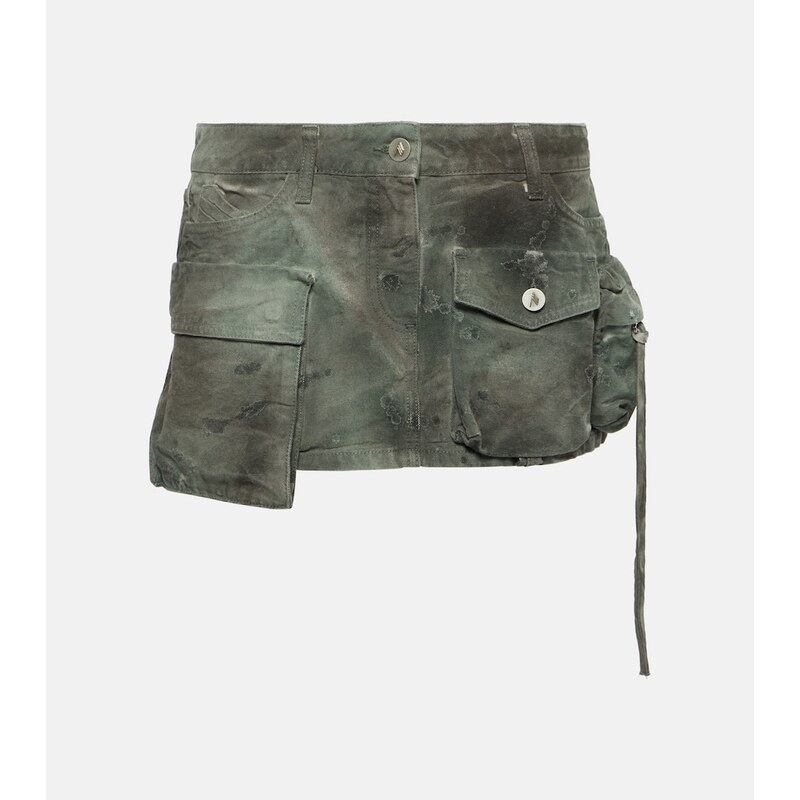 The Attico Low-rise cargo denim miniskirt