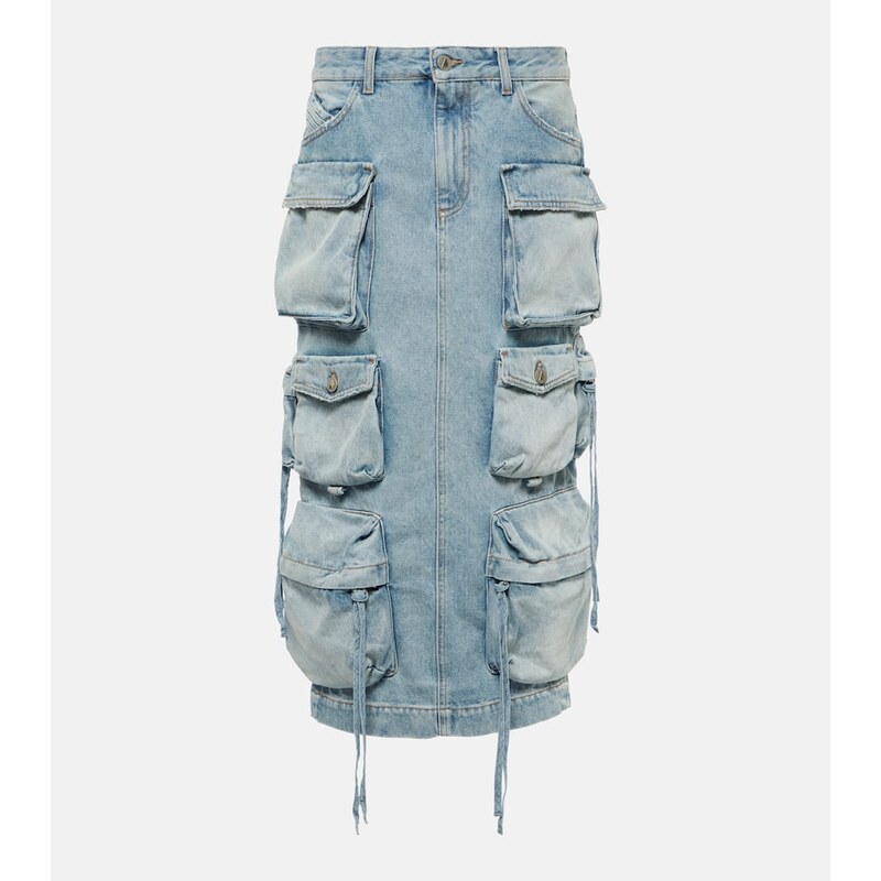 The Attico Cargo denim midi skirt