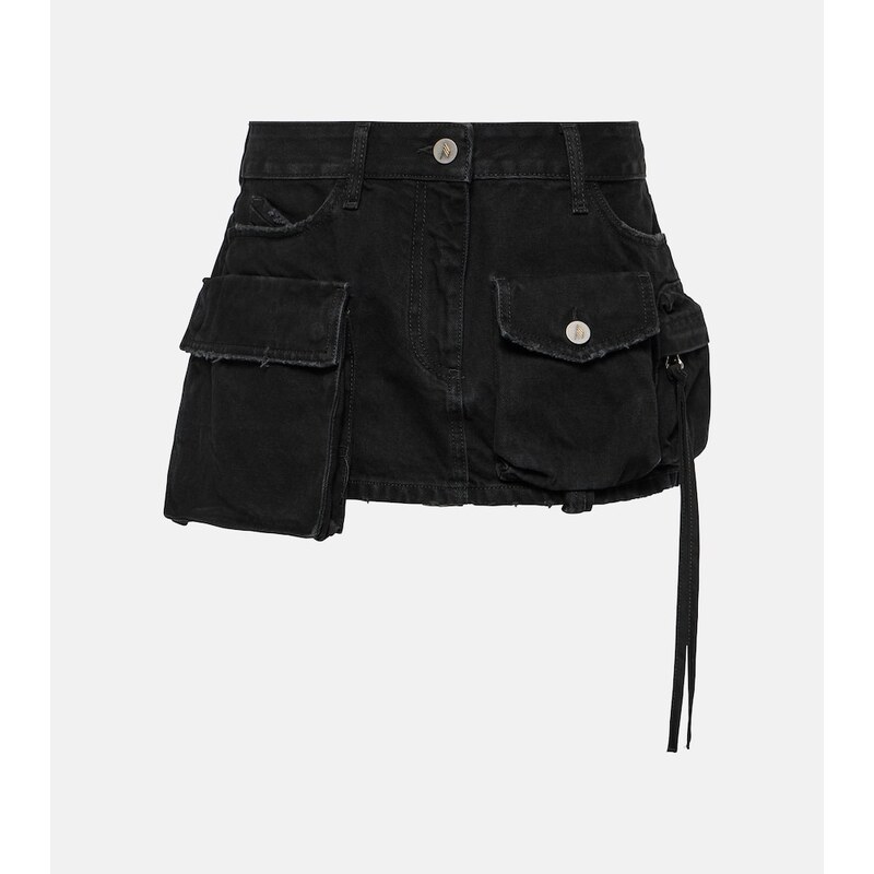The Attico Low-rise cargo denim miniskirt
