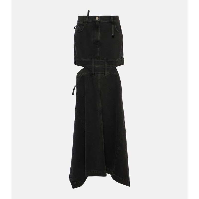 The Attico Deconstructed denim maxi skirt