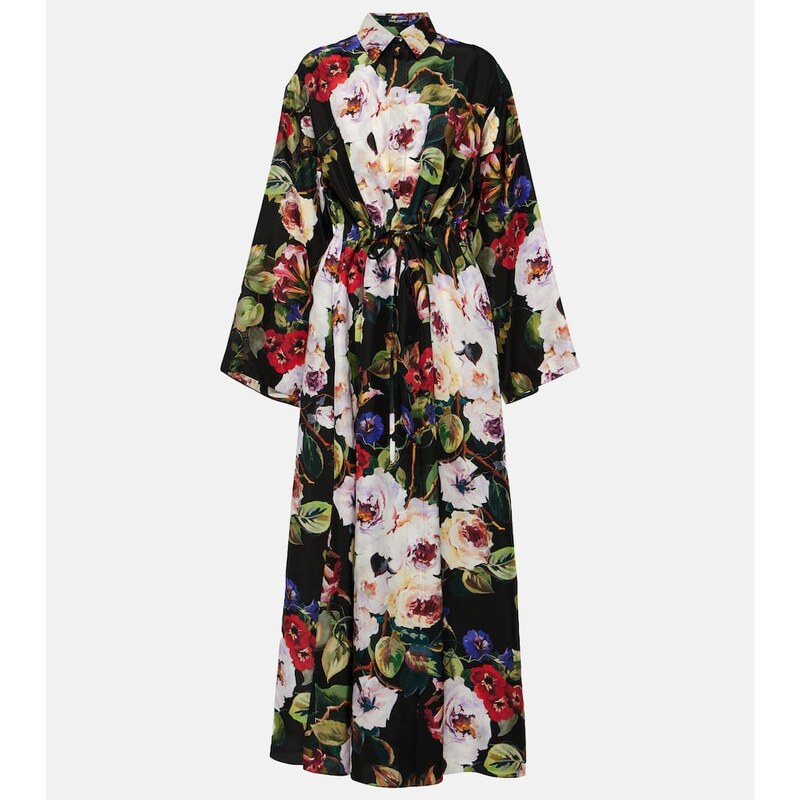 Dolce&Gabbana Floral silk satin shirt dress