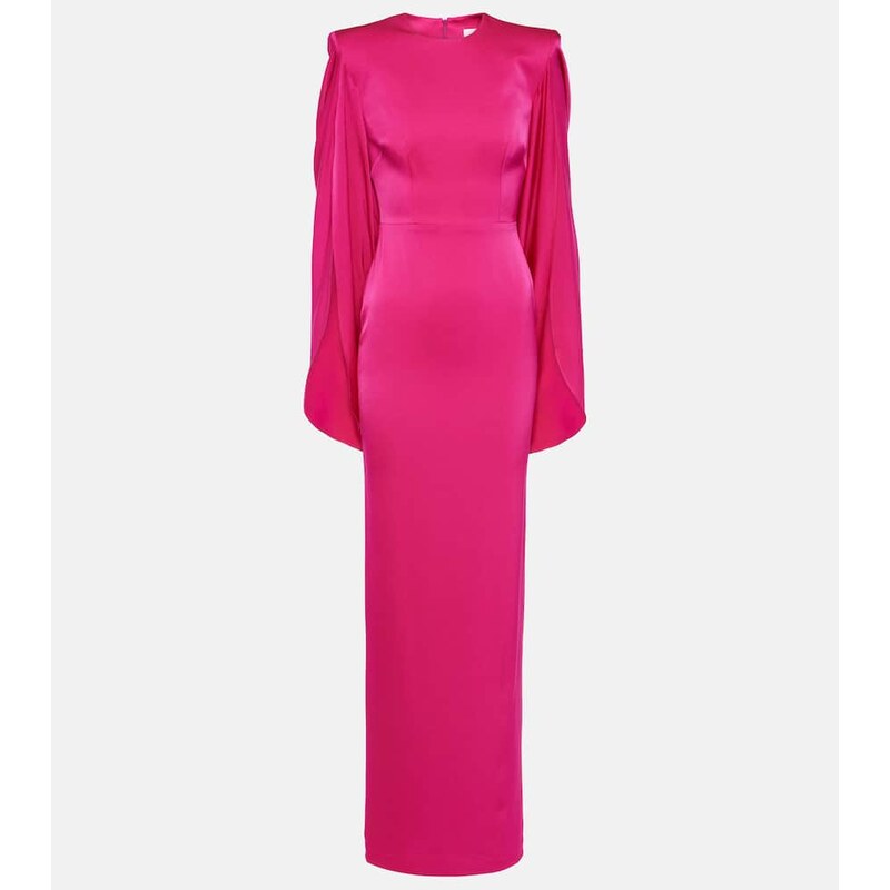 Alex Perry Caped satin crÃªpe gown