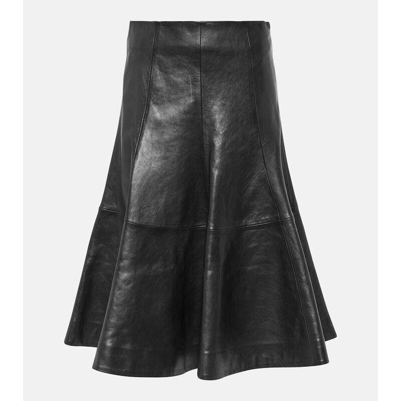 Khaite The Lennox leather midi skirt