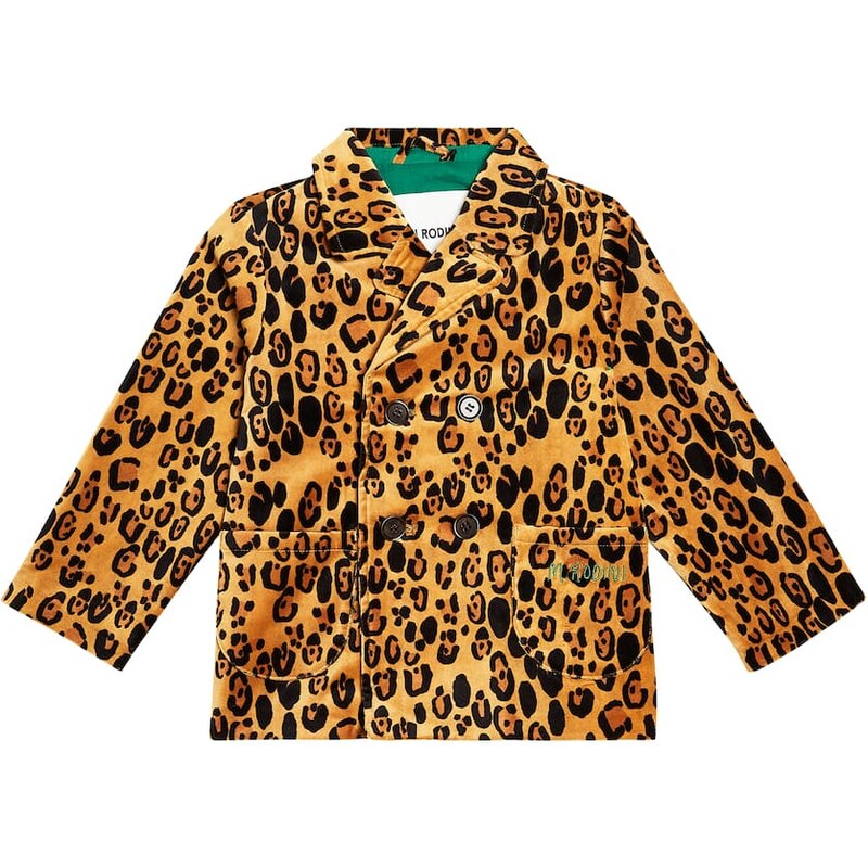 Mini Rodini Leopard cotton velvet blazer