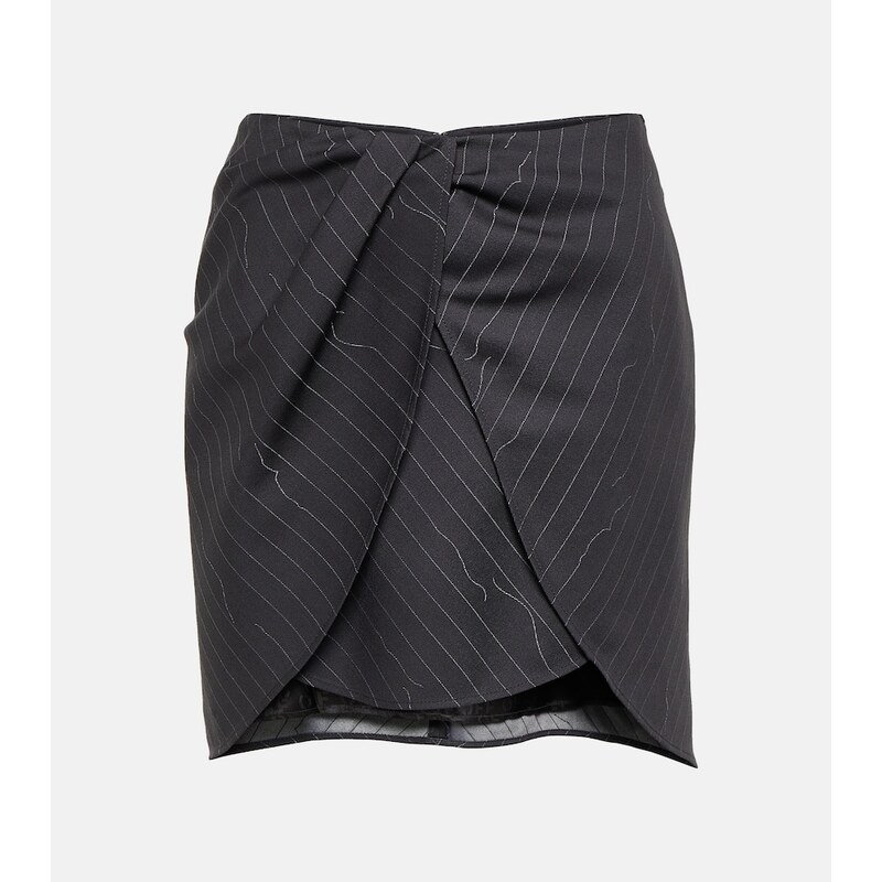 Off-White Pinstripe asymmetric wool blend miniskirt