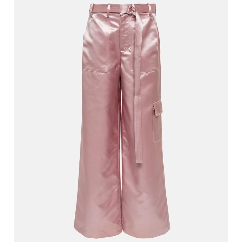 Staud Shay high-rise satin wide-leg pants