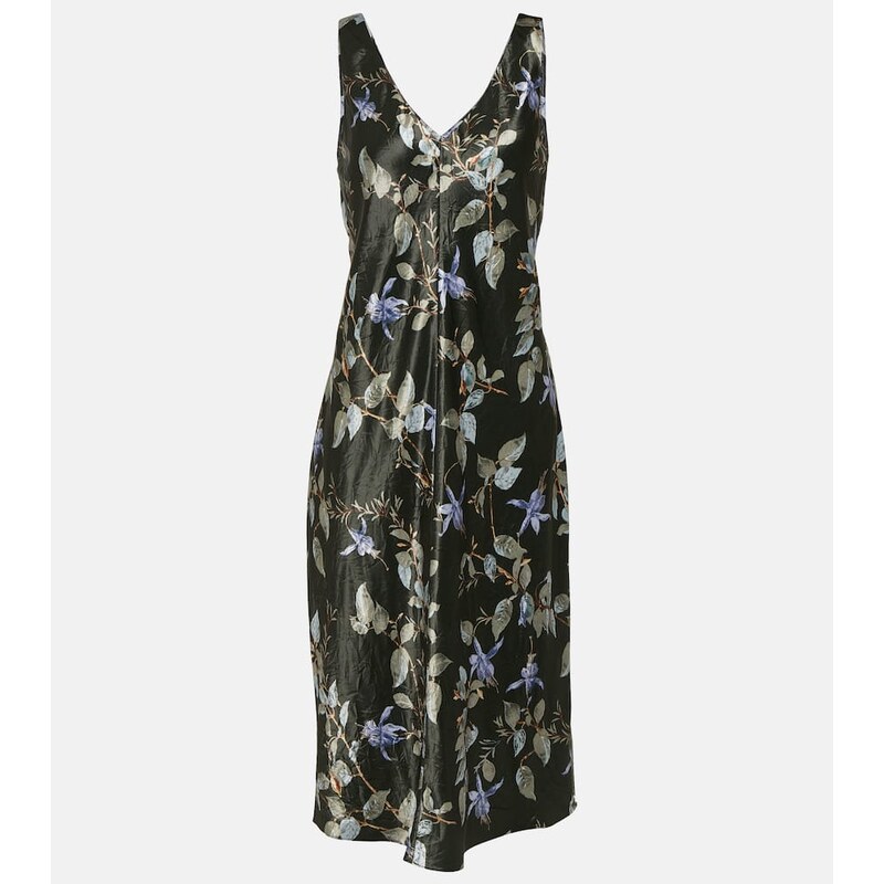 Vince Floral satin midi dress