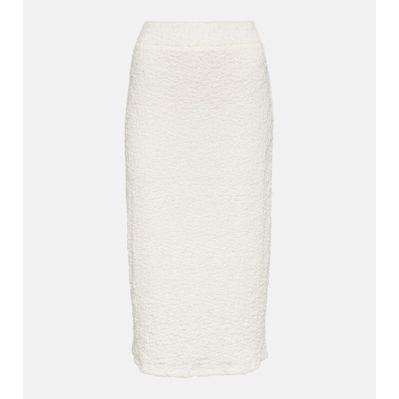 Vince Smocked cotton-blend midi skirt