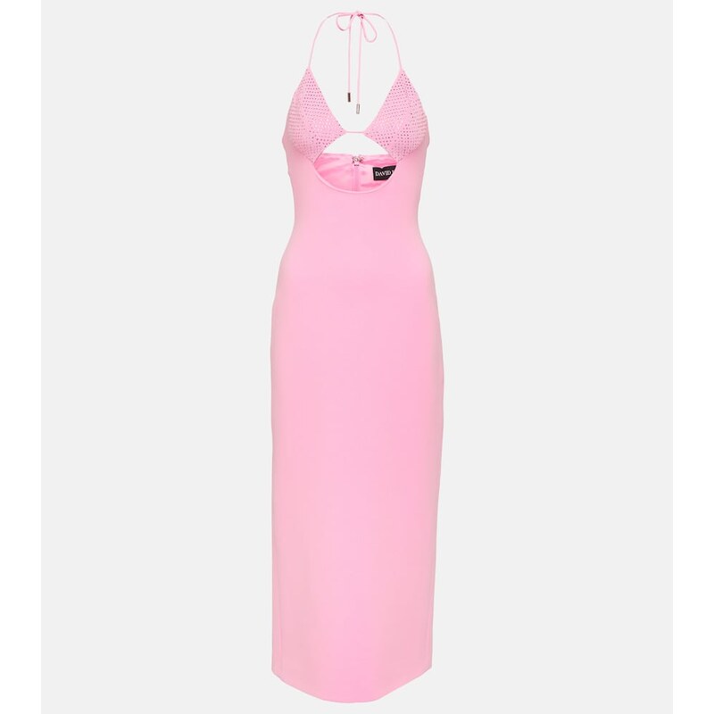 David Koma Crystal-embellished cutout midi dress