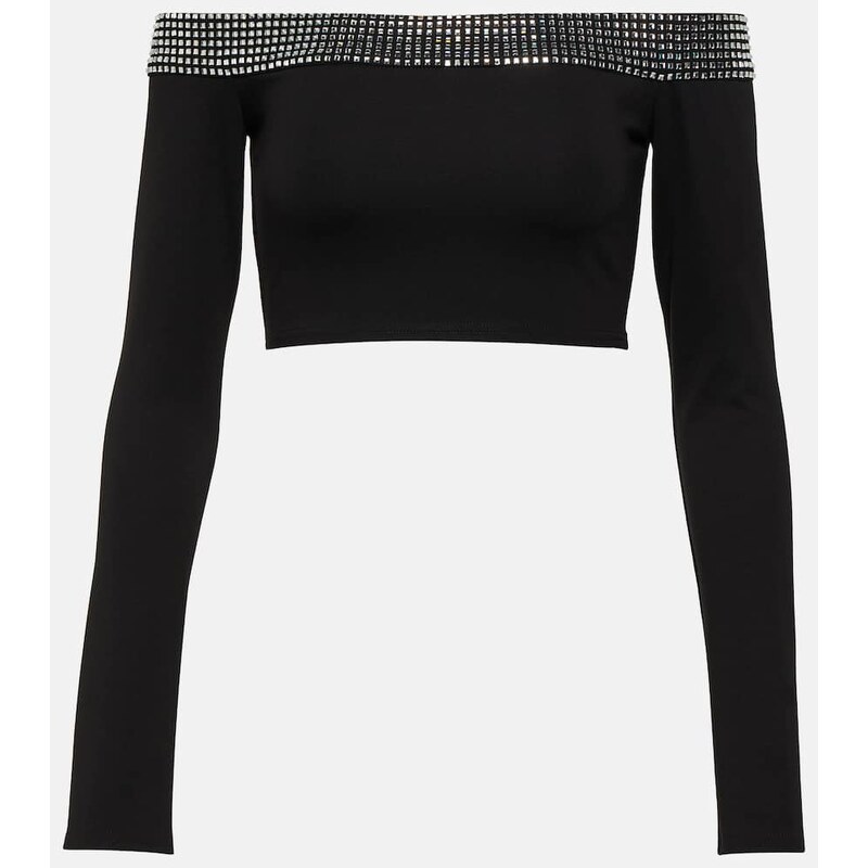 David Koma Crystal-embellished crop top