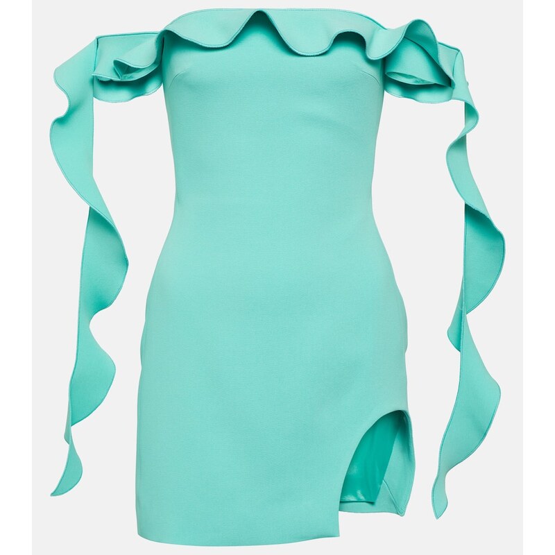 Šaty David Koma Ruffled minidress v barvě aqua
