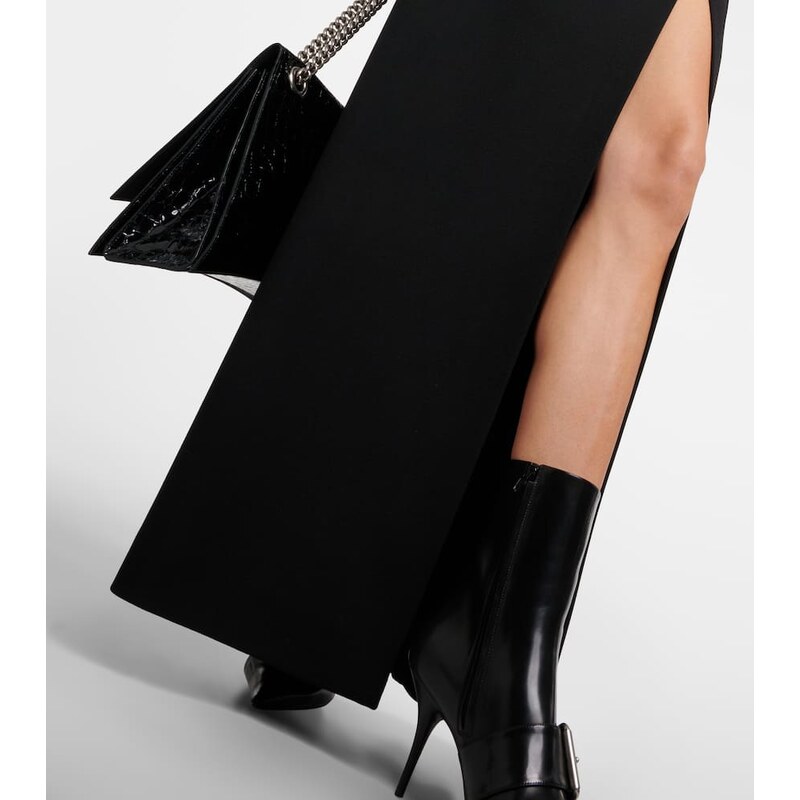 Balenciaga Side-slit wool twill maxi skirt