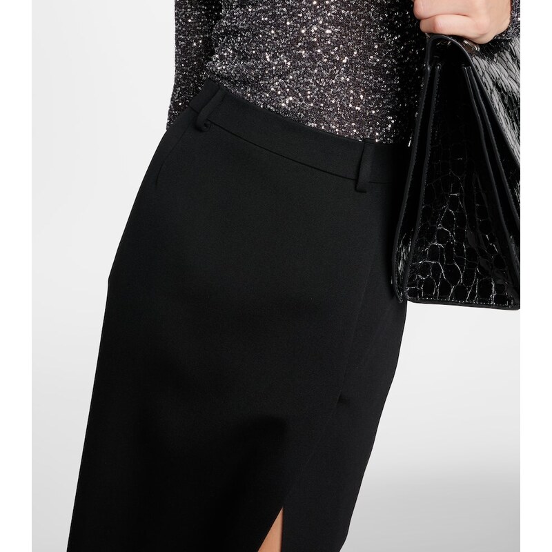 Balenciaga Side-slit wool twill maxi skirt