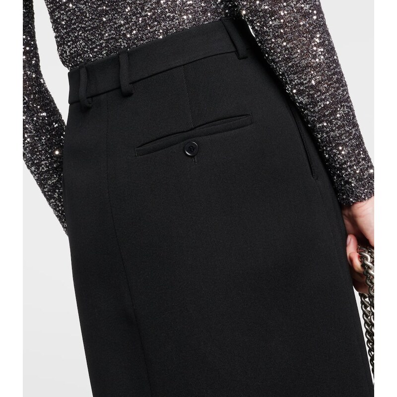 Balenciaga Side-slit wool twill maxi skirt
