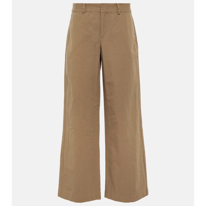 Vince High-rise cotton twill wide-leg pants