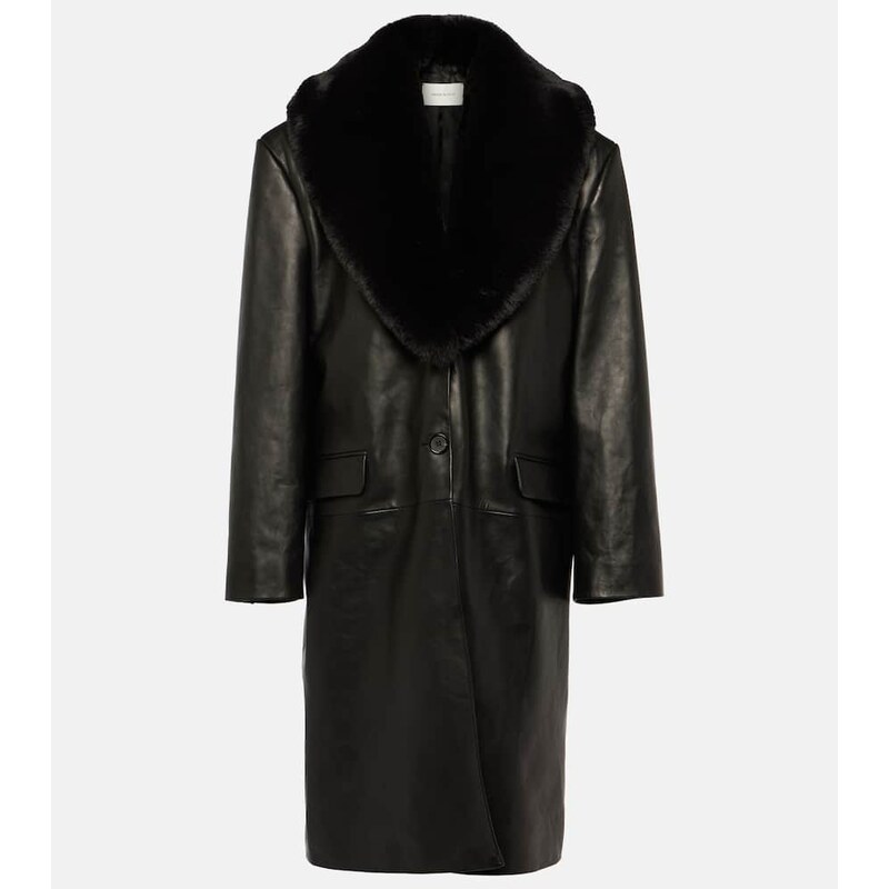 Magda Butrym Faux fur-trimmed leather coat