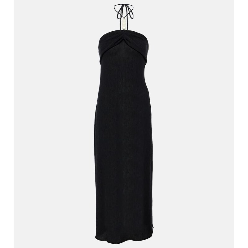 Magda Butrym Pearl-detail halterneck midi dress
