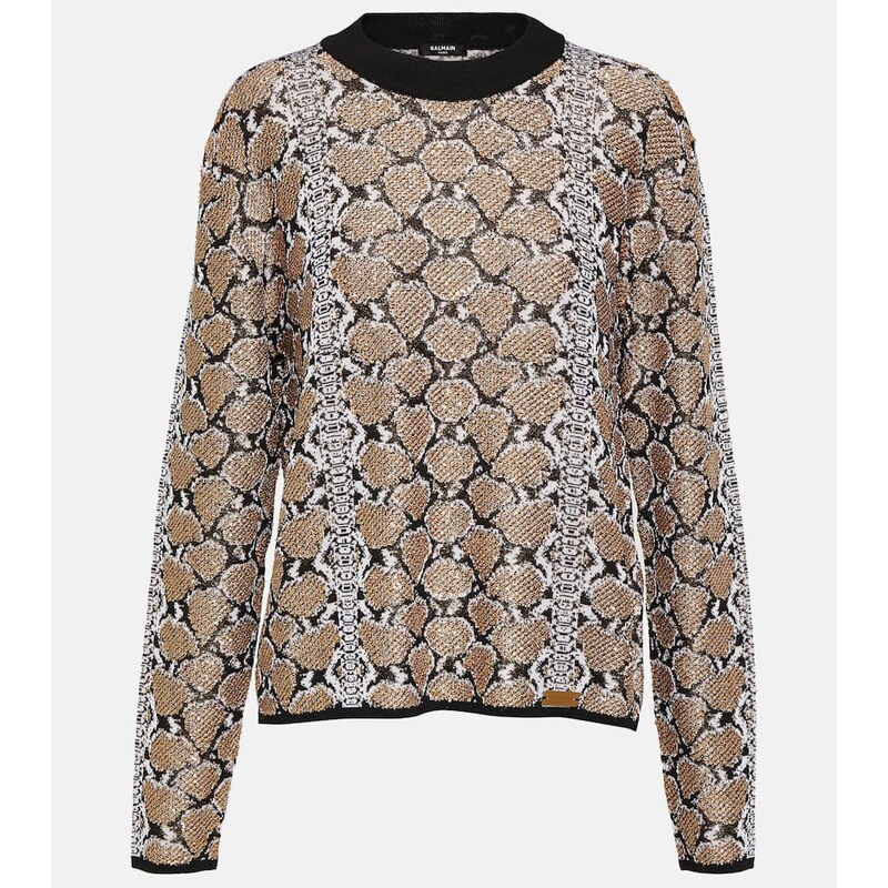 Balmain Snake-effect jacquard sweater