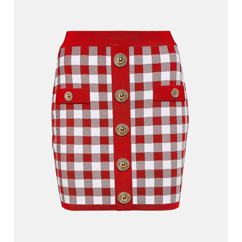 Balmain Gingham knit miniskirt
