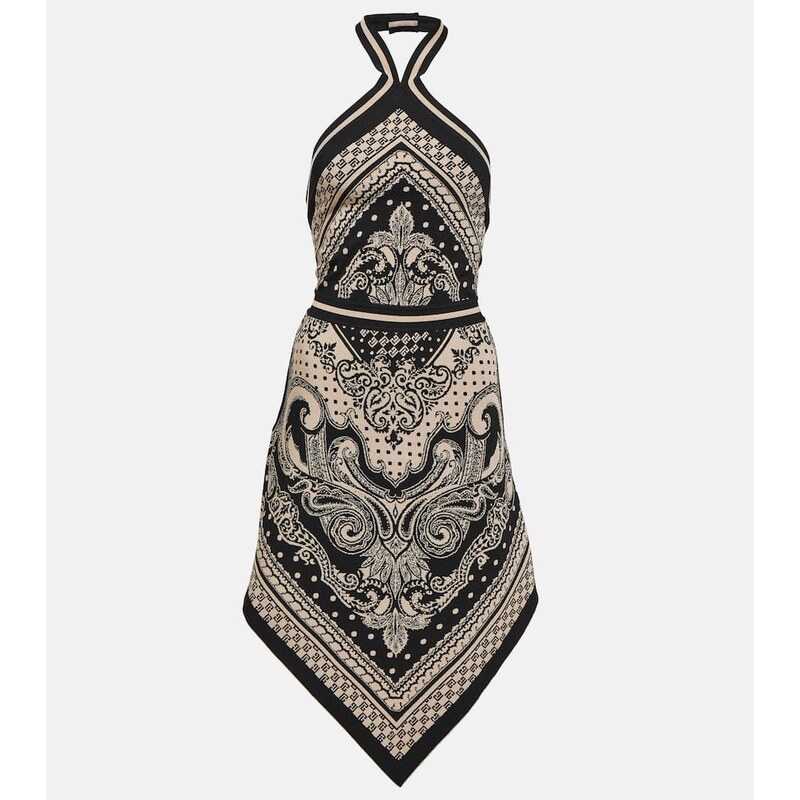 Balmain Paisley jacquard halterneck midi dress