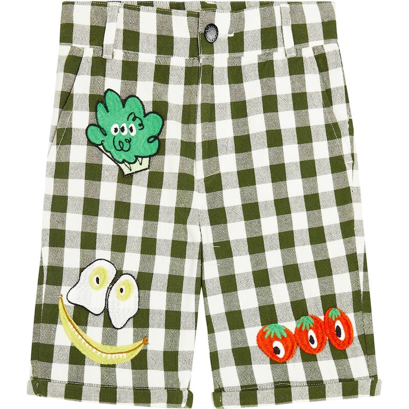 Stella McCartney Kids AppliquÃ checked cotton shorts