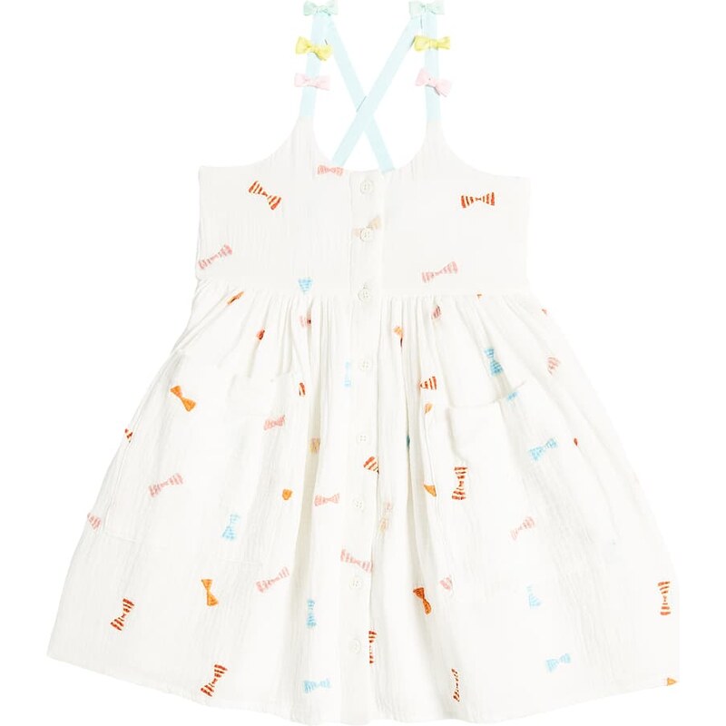 Stella McCartney Kids Embroidered bow-detail cotton dress