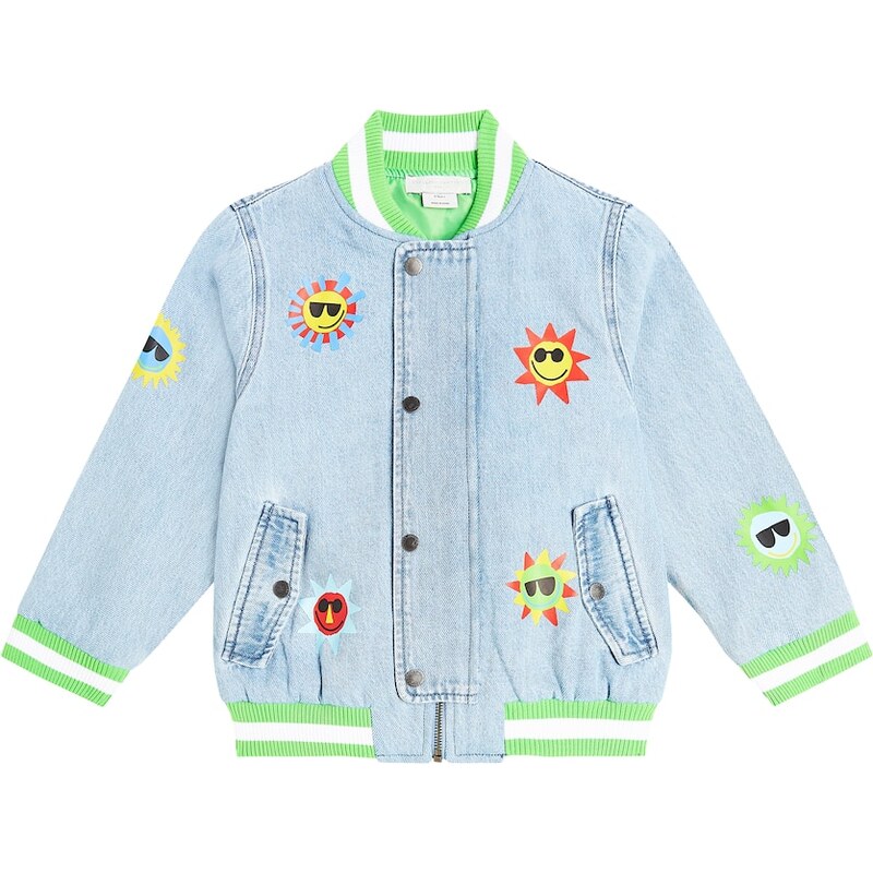 Stella McCartney Kids Embroidered denim varsity jacket