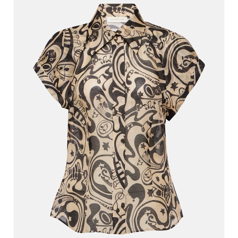 Zimmermann Matchmaker printed linen and silk blouse