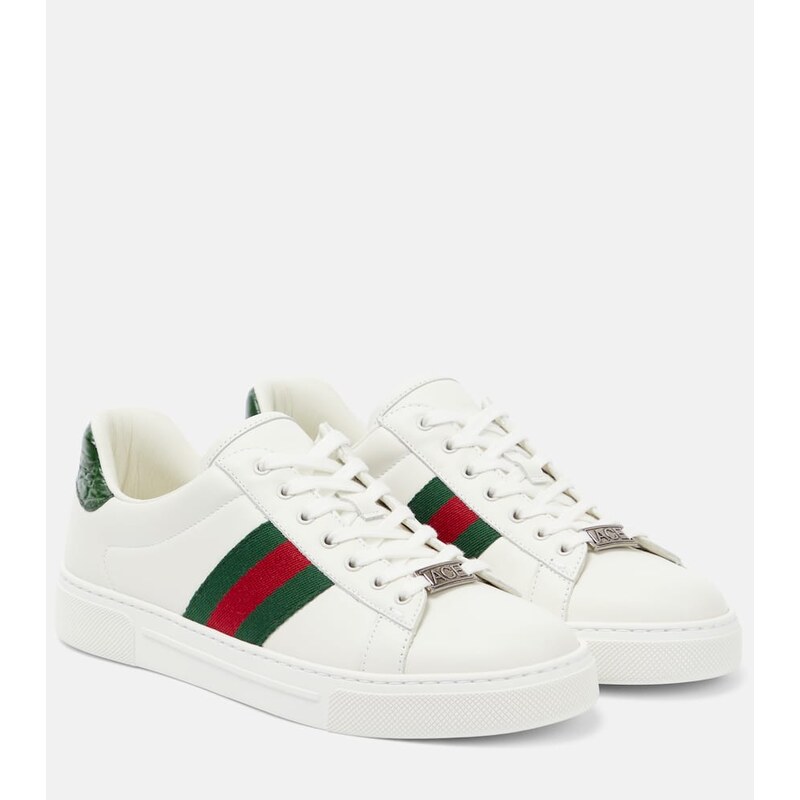 Gucci Ace tenisky z kůže v barvě Gr.Whi/Vrv/Greenace