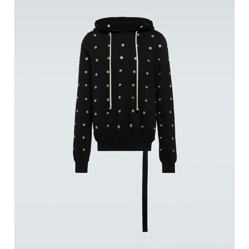 Rick Owens Granbury studded cotton jersey hoodie