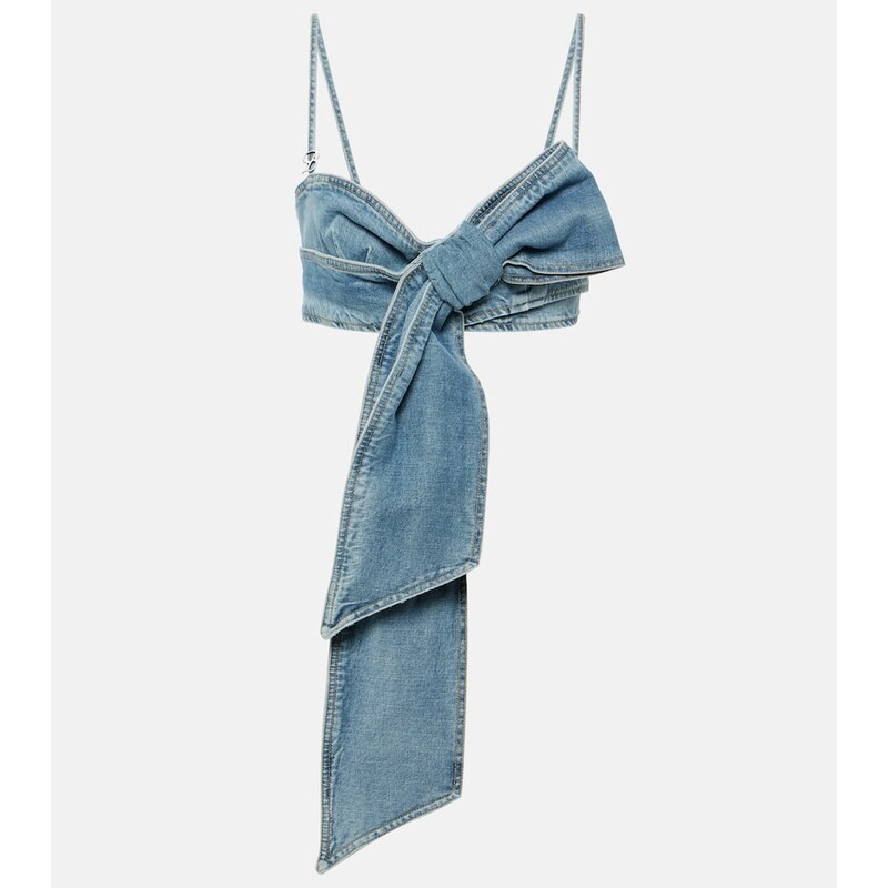 Blumarine Bow-detail denim crop top