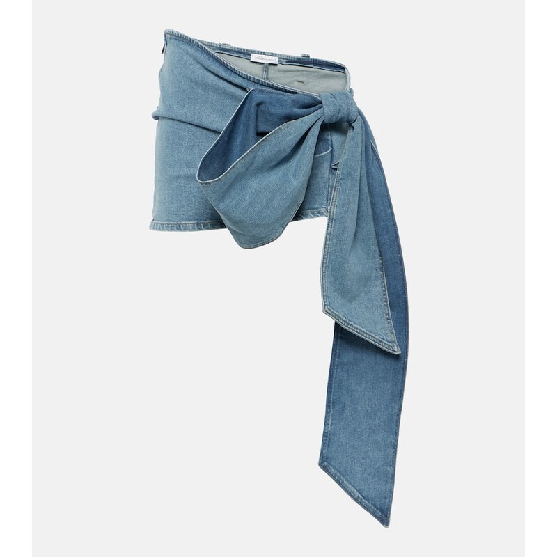 Blumarine Bow-detail denim miniskirt