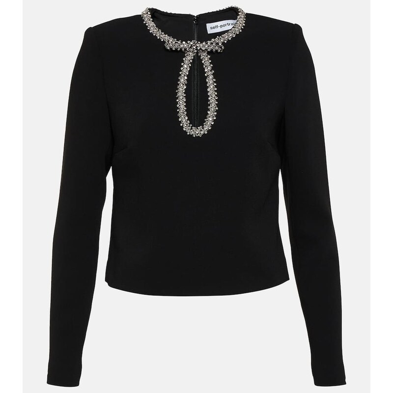 Self-Portrait Embellished crÃªpe top
