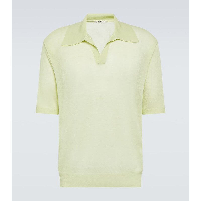 Auralee Wool and silk polo sweater