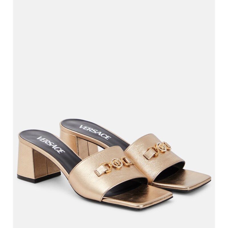 Versace Medusa 95 metallic leather mules