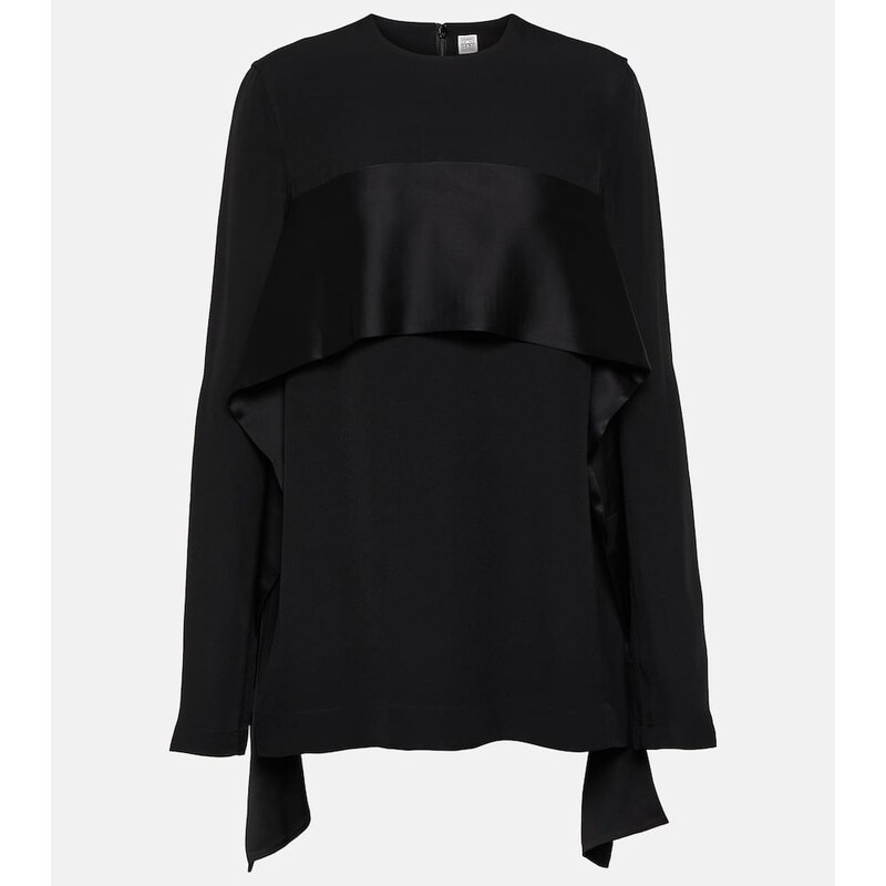 Toteme Satin-trimmed crÃªpe top