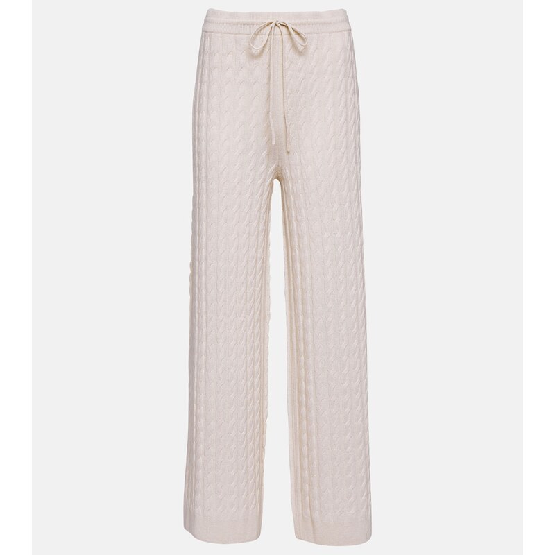 Toteme Cable-knit wool-blend wide-leg pants