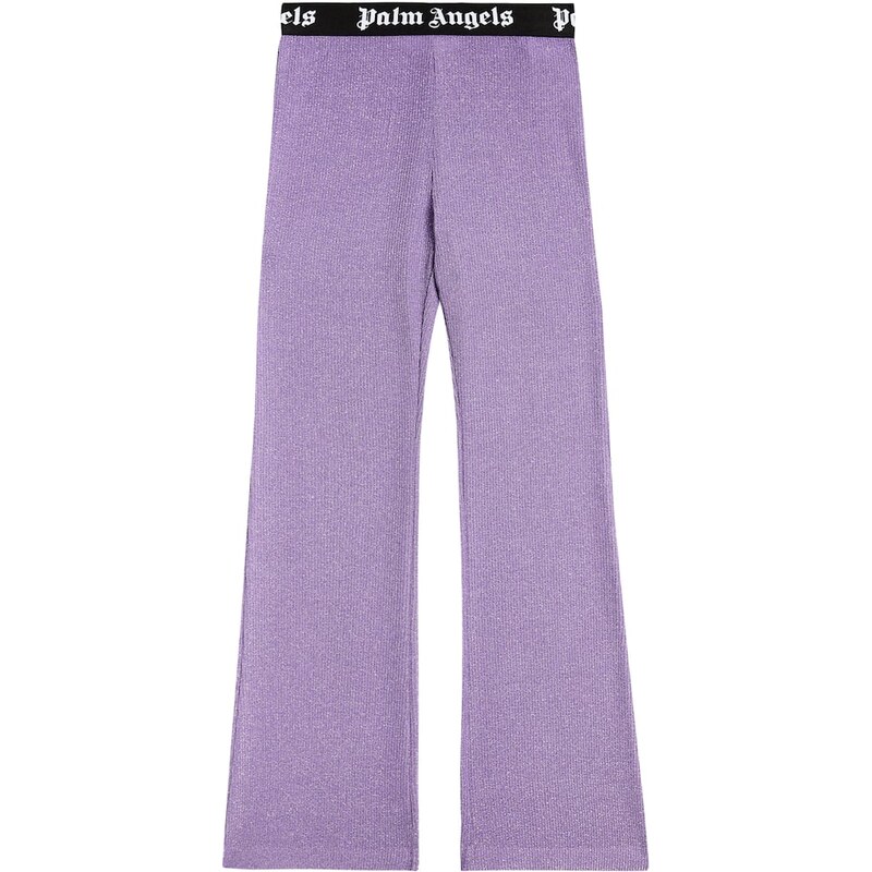 Palm Angels Kids High-rise ribbed-knit flared pants