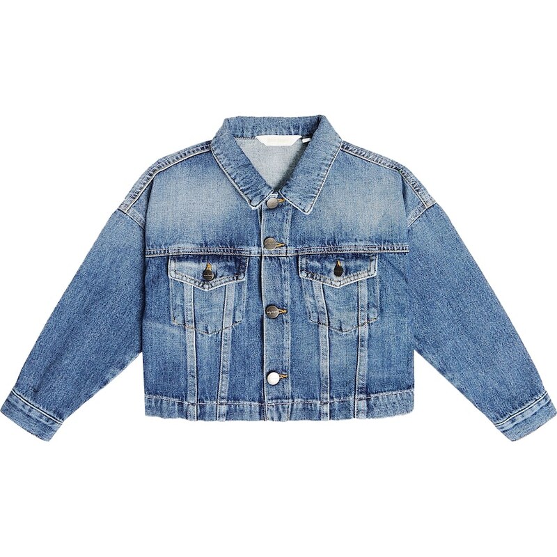 Palm Angels Kids Logo cropped denim jacket