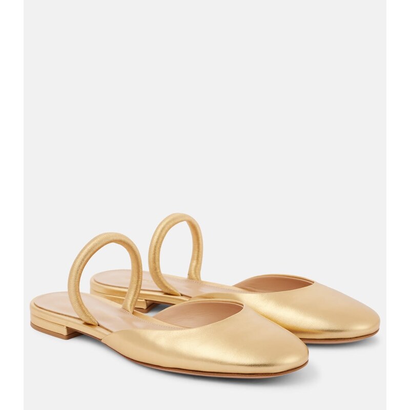 Gianvito Rossi Metallic leather ballet flats