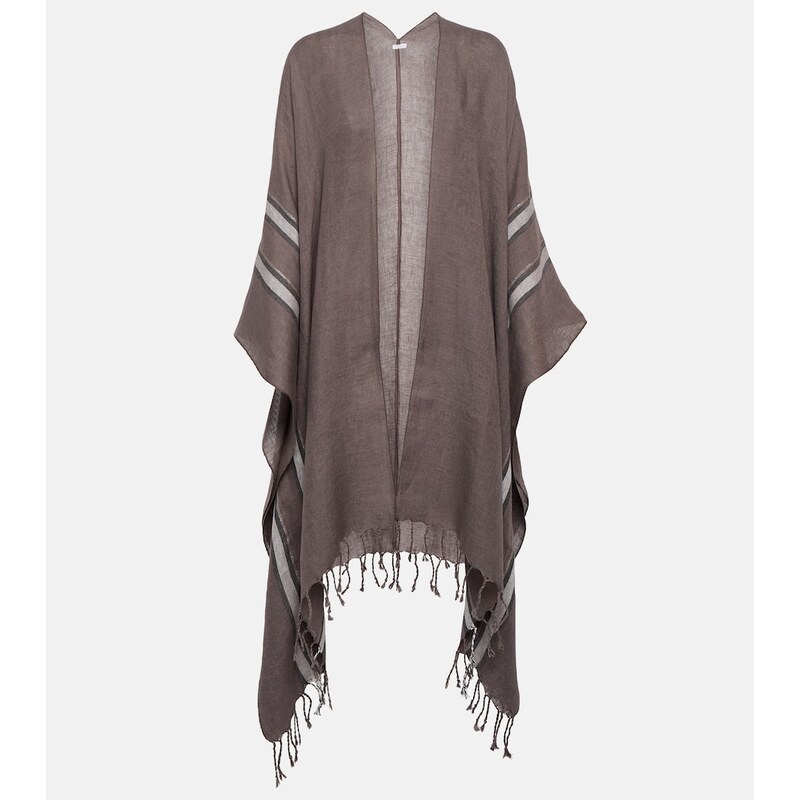 Brunello Cucinelli Striped linen cape
