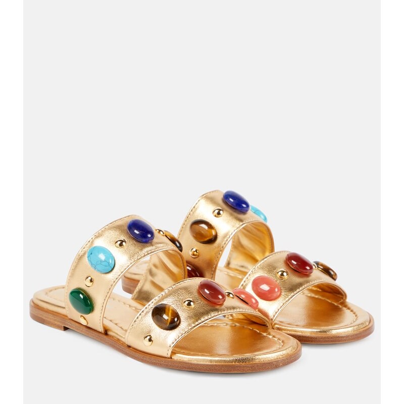 Gianvito Rossi Shanti embellished metallic leather sandals