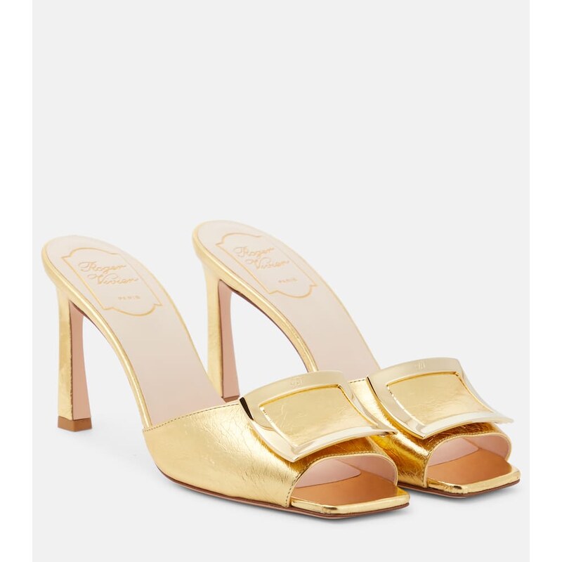 Roger Vivier Trumpet metallic leather mules