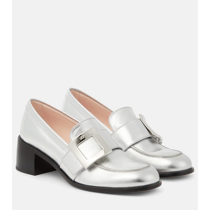 Roger Vivier Viv Rangers embellished metallic leather loafers